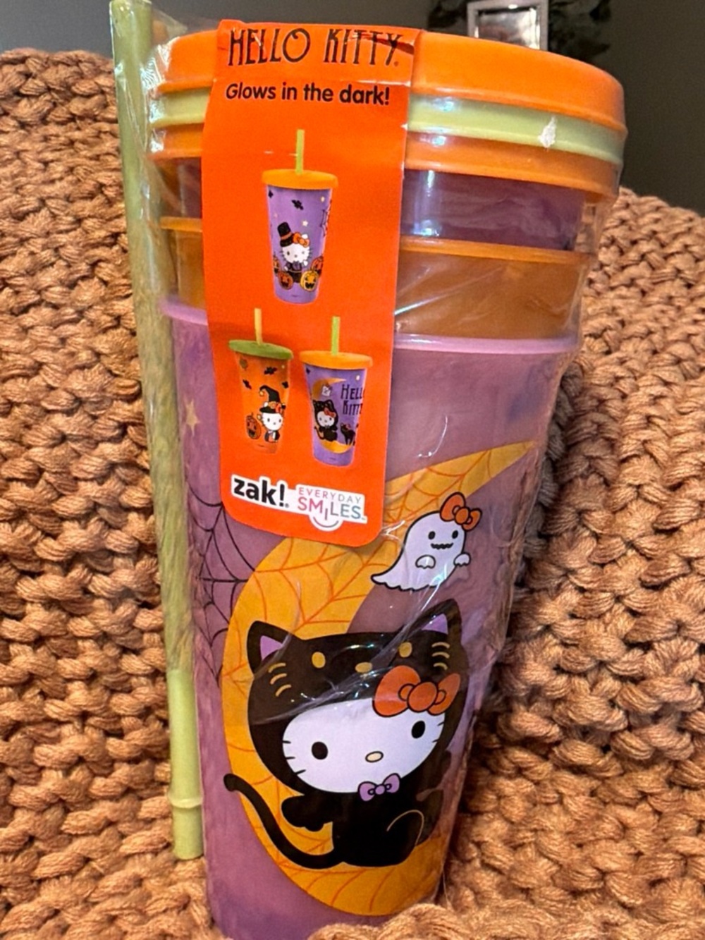 3 pack Hello Kitty Halloween Glow Cups with Straw